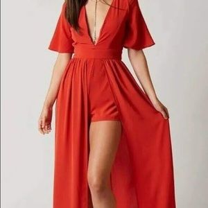 Daytrip Red Flutter Maxi Romper (S)